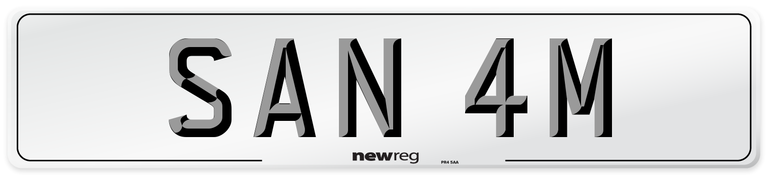 SAN 4M Number Plate from New Reg